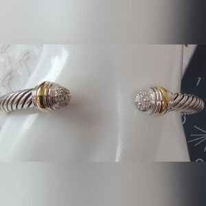 David Yurman 5 mm Cable Silver & Yellow Gold With Diamonds Bracelet
